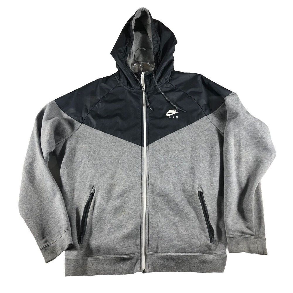 Nike Sportswear Tech Fleece Men's Hoodie Full Zip Grey Heather/Black Size XL Y2K
